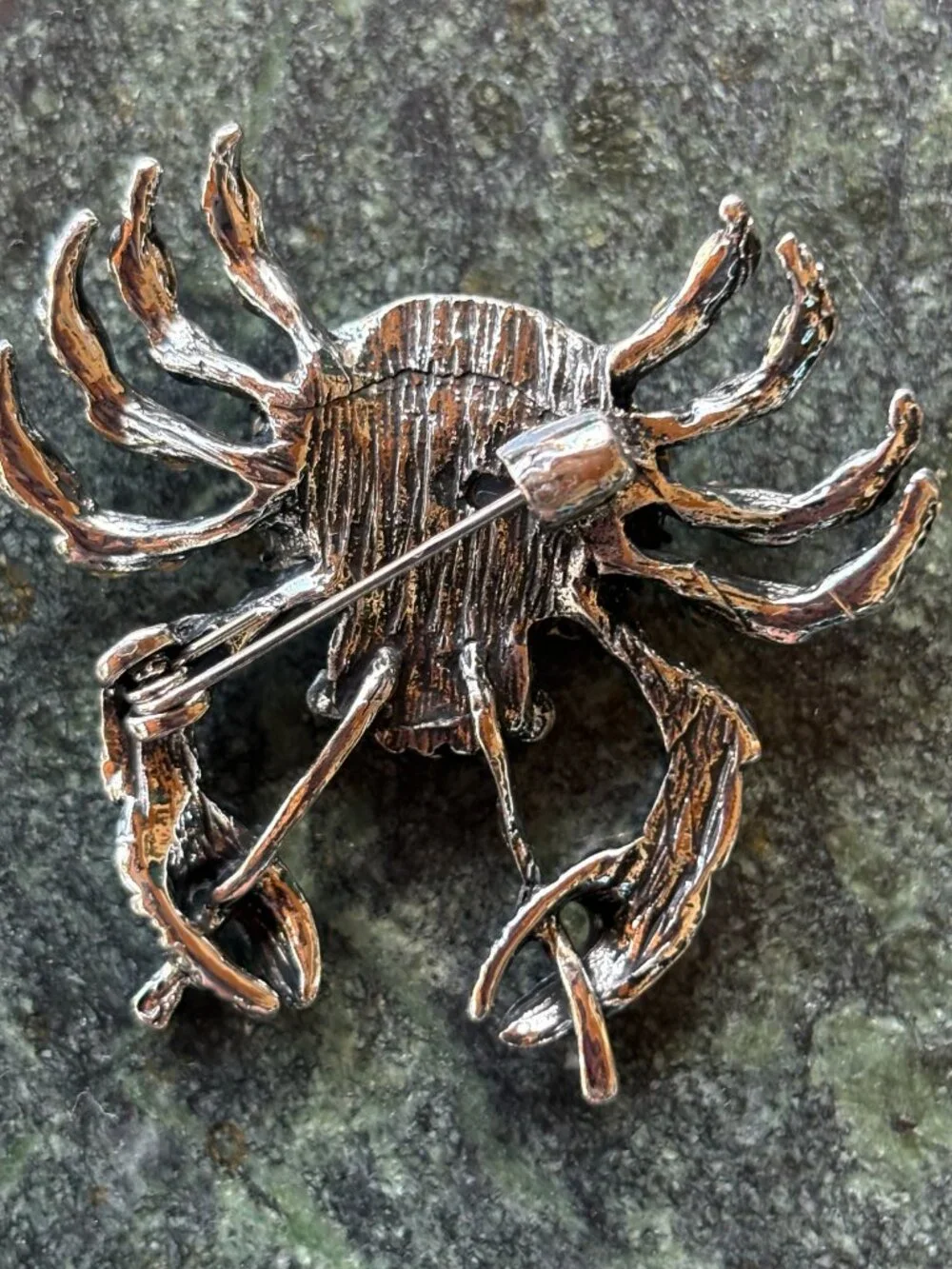 Crab Brooch Garnet Colored Stone